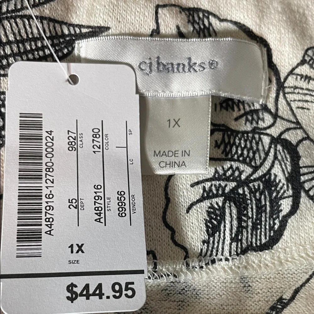 NWT CJ Banks 1X Floral Short Sleeve Top - Picture 6 of 7